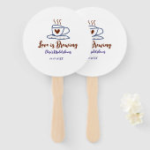 Love is Brewing brown blue bridal shower add name Handwaaier (Voorkant en achterkant)