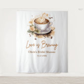 Love is Brewing Brown Coffee Photo Bridal Shower  Wandkleed (Voorkant)
