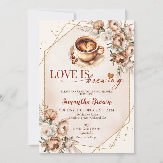 LOVE IS BREWING BRUIDSDOUCHE Uitnodiging (Voorkant)