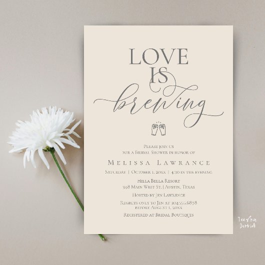 Love Is Brewing Bruidsuitnodiging | Elegant Letter Kaart