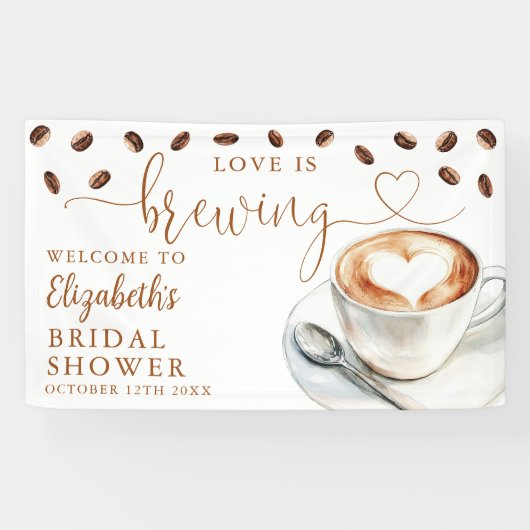 Love Is Brewing Bruidsuitnodiging Welkom Spandoek (Horizontaal)