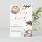 Love Is Brewing Bruiloftsfeest - Rustieke koffieth Kaart (Staand voorkant)