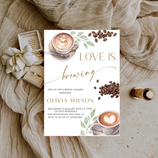 Love Is Brewing Bruiloftsfeest - Rustieke koffieth Kaart