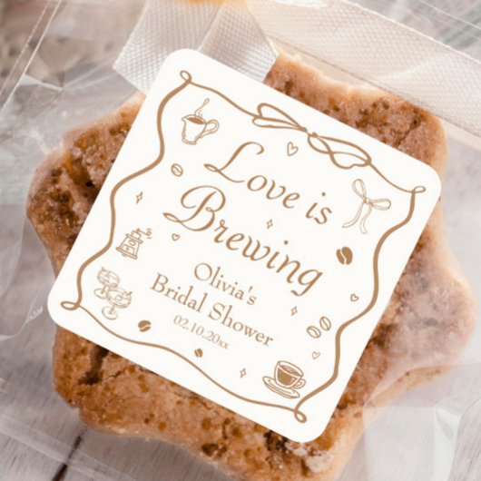 Love is Brewing Bruiloftsfeest  Vierkante Sticker