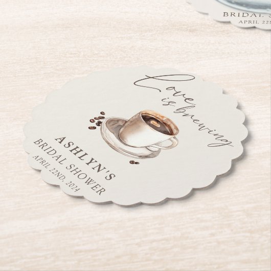 Love is Brewing Bruiloftsshower Papieren Slingers Kartonnen Onderzetters (Gekanteld)