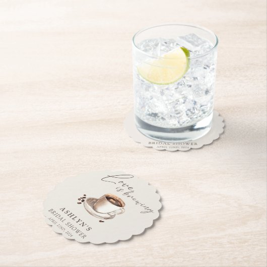 Love is Brewing Bruiloftsshower Papieren Slingers Kartonnen Onderzetters (Insitu)