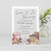 Love Is Brewing Brunch Bruiloftsborrel Kaart (Staand voorkant)