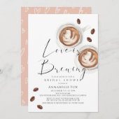 Love is Brewing Cappuccino Coffee Bridal Shower Kaart (Voorkant / Achterkant)