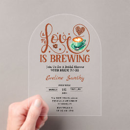 Love Is Brewing Cappuccino Heart Bridal Shower Acryl Uitnodigingen