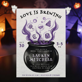 Love is Brewing Cauldron Halloween Bridal Shower Kaart