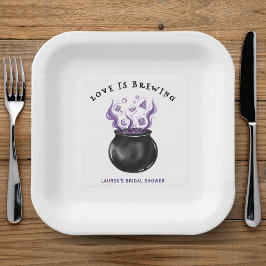 Love is Brewing Cauldron Halloween Bridal Shower Papieren Bordje