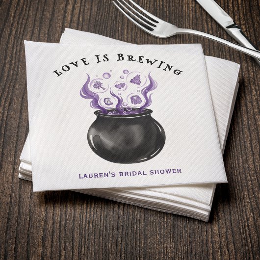 Love is Brewing Cauldron Halloween Bridal Shower Servet