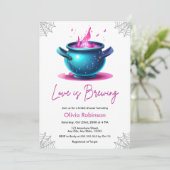 Love Is Brewing Cauldron Halloween Vrijgezellenfee Kaart (Staand voorkant)