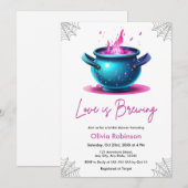 Love Is Brewing Cauldron Halloween Vrijgezellenfee Kaart (Voorkant / Achterkant)