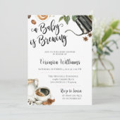 Love is Brewing Coffee Baby shower Invitation Kaart (Staand voorkant)