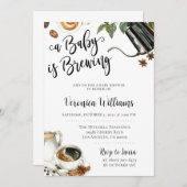 Love is Brewing Coffee Baby shower Invitation Kaart (Voorkant / Achterkant)
