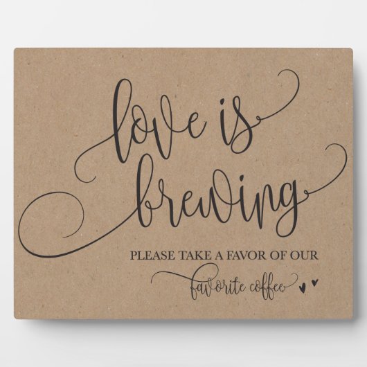 Love is Brewing Coffee Bar Wedding Sign Fotoplaat (Voorkant)