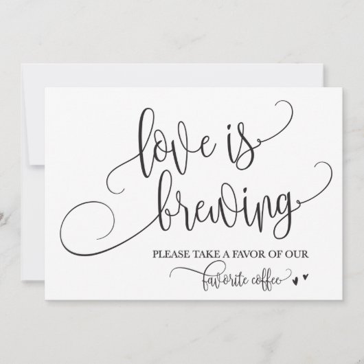Love is Brewing Coffee Bar Wedding Sign Kaart (Voorkant)