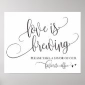 Love is Brewing Coffee Bar Wedding Sign Poster (Voorkant)