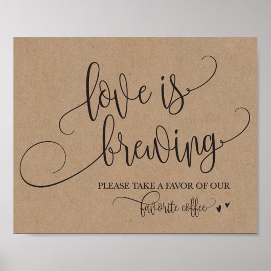 Love is Brewing Coffee Bar Wedding Sign Poster (Voorkant)