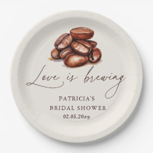 Love is Brewing Coffee Beans Bruiloftsfeest Papieren Bordje