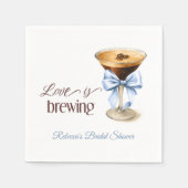 Love is Brewing Coffee Blue Bow Bridal Shower Servet (Voorkant)