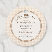 Love Is Brewing Coffee Boho Beige Aangepast Bedankjes Labels (Voorkant)