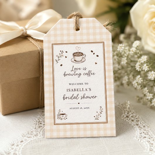 Love Is Brewing Coffee Boho Beige Aangepast Cadeaulabel