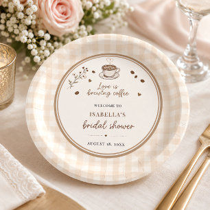 Love Is Brewing Coffee Boho Beige Aangepast Papieren Bordje