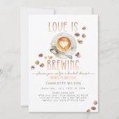 Love Is Brewing Coffee Bridal Shower Invitation Kaart (Voorkant)