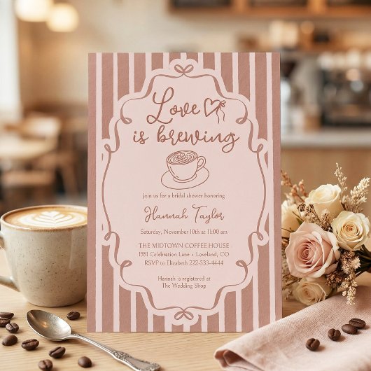Love Is Brewing Coffee Bridal Shower Kaart