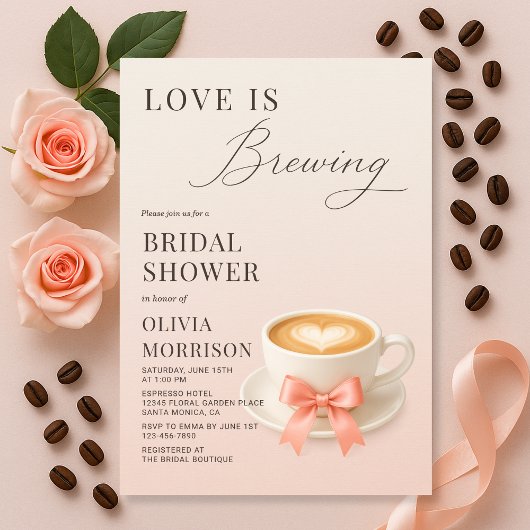 Love is Brewing Coffee Bridal Shower Kaart