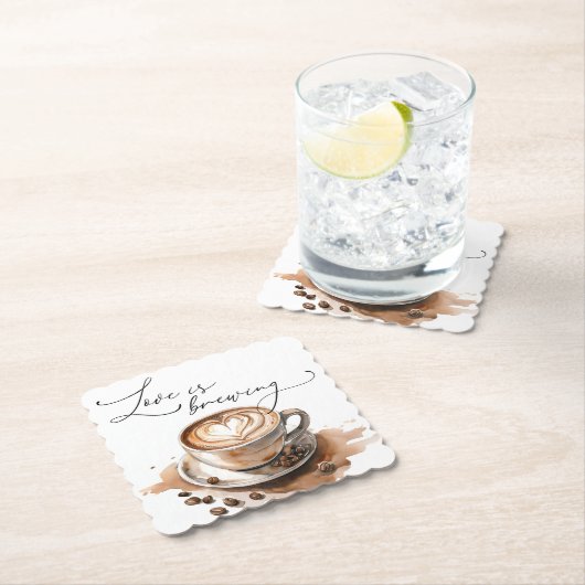 Love is Brewing Coffee Bridal Shower Kartonnen Onderzetters (Insitu)