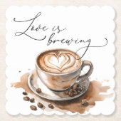 Love is Brewing Coffee Bridal Shower Kartonnen Onderzetters (Voorkant)