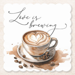 Love is Brewing Coffee Bridal Shower Kartonnen Onderzetters