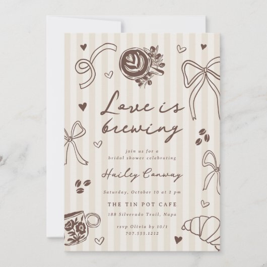 "Love is Brewing" Coffee Bridal Shower QR Code Kaart (Voorkant)