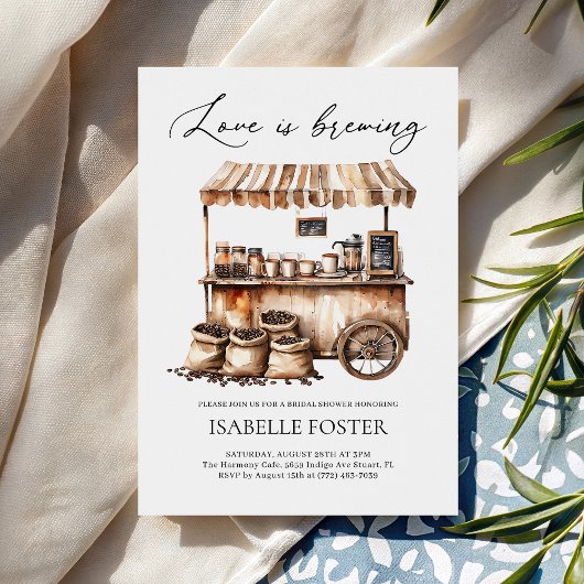 Love is Brewing Coffee Bridal Shower Rustic Kaart
