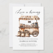 Love is Brewing Coffee Bridal Shower Rustic Kaart (Voorkant)