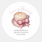 Love Is Brewing Coffee Bruidsfeest Ronde Sticker (Voorkant)