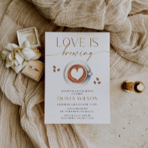 Love Is Brewing Coffee Bruidsfeest Uitnodiging