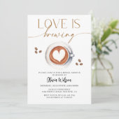 Love Is Brewing Coffee Bruidsfeest Uitnodiging (Staand voorkant)