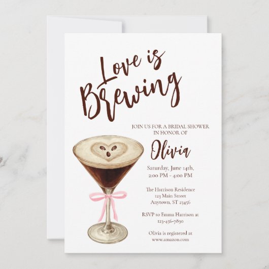 Love Is Brewing Coffee Bruidsuitnodiging Kaart (Voorkant)