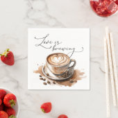 Love is Brewing Coffee Bruiloftsfeest Servet (Insitu)
