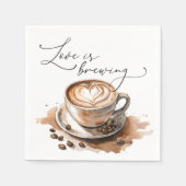 Love is Brewing Coffee Bruiloftsfeest Servet (Voorkant)
