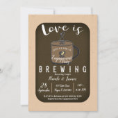 LOVE IS BREWING Coffee Cafe Engagement Party Kaart (Voorkant)
