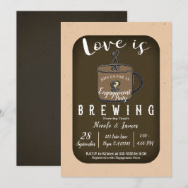 LOVE IS BREWING Coffee Cafe Engagement Party Kaart