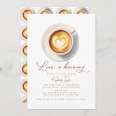 Love is Brewing Coffee Cup Vrijgezellenfeest Kaart (Voorkant / Achterkant)