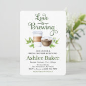 Love is Brewing Coffee Cup Vrijgezellenfeest Kaart (Staand voorkant)