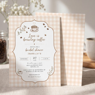 Love Is Brewing Coffee Elegante Gingham Op Maat Kaart