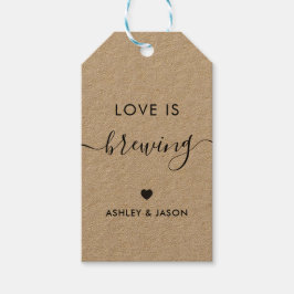 Love is Brewing, Coffee Gift Label, Kraft Favor Cadeaulabel